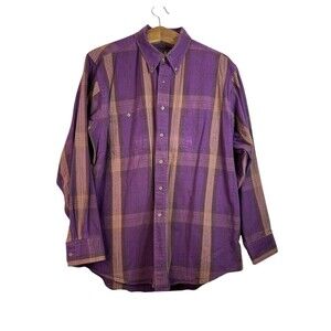 Ralph Lauren X Chaps Vintage 90's Purple Plaid  Button Up Shirt Size 17 34-35